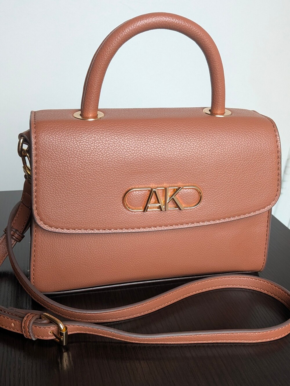 Anne Klein Caramel Brown Top-Handle Crossbody Satchel